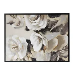 White & Gray Garden Flowers Framed Canvas Print