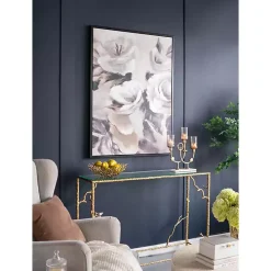 White & Gray Garden Flowers Framed Canvas Print