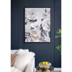 White & Gray Garden Flowers Framed Canvas Print