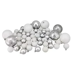 White & Silver Shatterproof Christmas Ornament Set