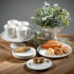 White & Silver Snowflake Christmas Mugs, Set of 4