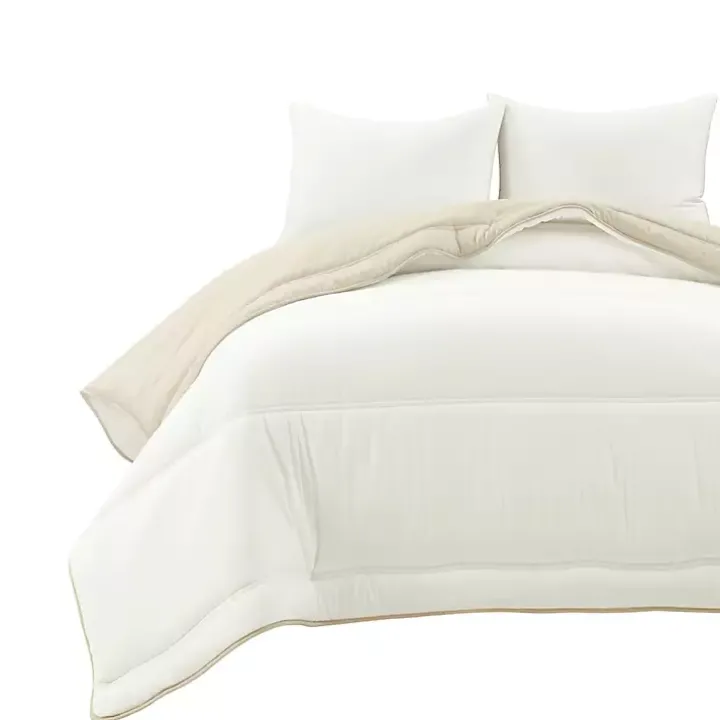 White & Tan Reversible 3-pc. King Comforter Set