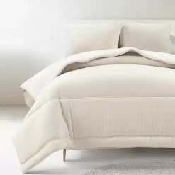 White & Tan Reversible 3-pc. King Comforter Set