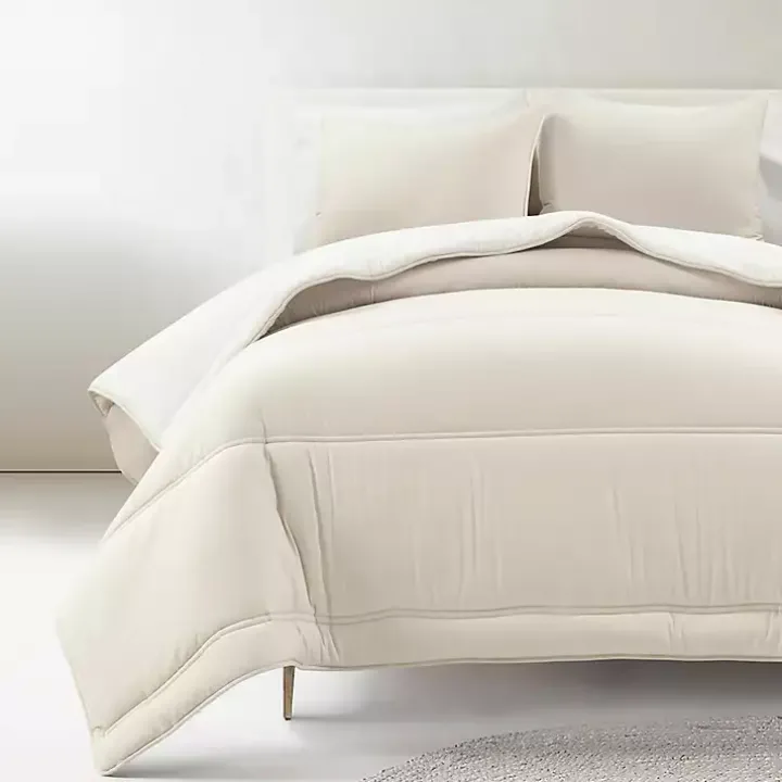 White & Tan Reversible 3-pc. King Comforter Set