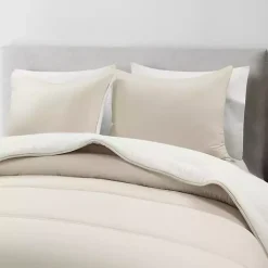 White & Tan Reversible 3-pc. King Comforter Set