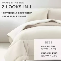 White & Tan Reversible 3-pc. King Comforter Set