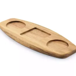 White Acacia Wood Base 4-pc. Tidbit Dish Set