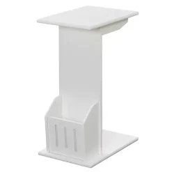 White Accent Table with Magazine Holder