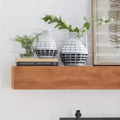 White and Black Checkered Ceramic Vases, Set of 2