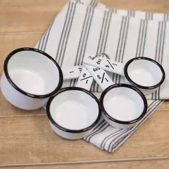 White and Black Metal Enamelware Measuring Cup Set