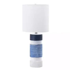 White and Blue Large Stripe Table Lamp