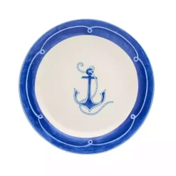 White and Blue Nautical Salad Plate Set, Set of 4