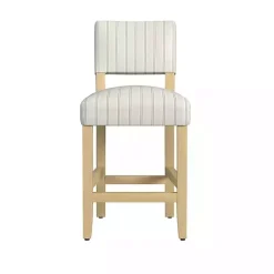 White and Blue Striped Natural Counter Stool