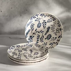 White and Blue Vines Salad Plates, Set of 4