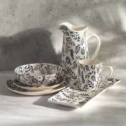 White and Blue Vines Salad Plates, Set of 4