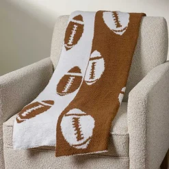 White and Brown Football Cloud Throw