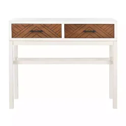 White and Brown Herringbone Console Table