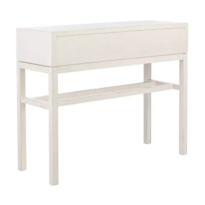 White and Brown Herringbone Console Table