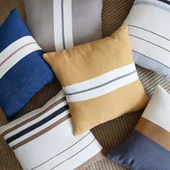 White and Brown Striped Pillow