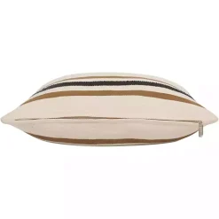 White and Brown Striped Pillow