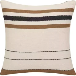 White and Brown Striped Pillow