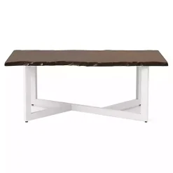 White and Dark Oak Wood Live Edge Coffee Table