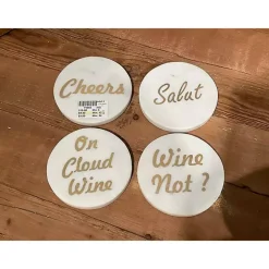 White and Gold Marble Wine Coasters, Set of 4