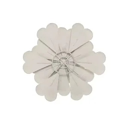 White and Gold Metal Flower Large Wall Plaque