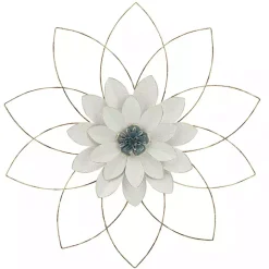 White and Gold Metal Flower Wall Plaque