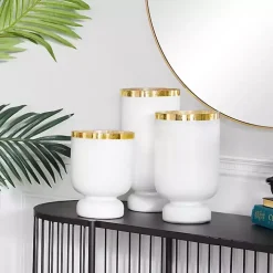 White and Golden Goblet 3-pc. Candle Holder Set