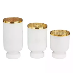 White and Golden Goblet 3-pc. Candle Holder Set