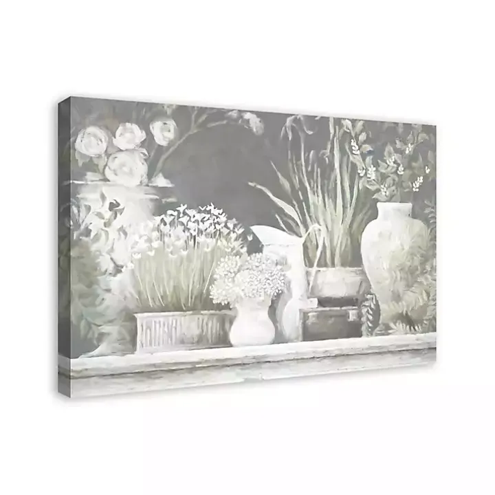White and Gray Floral Assortment Canvas Art Print