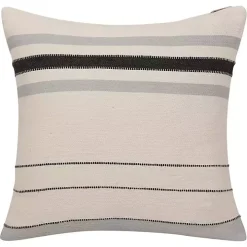 White and Gray Striped Pillow