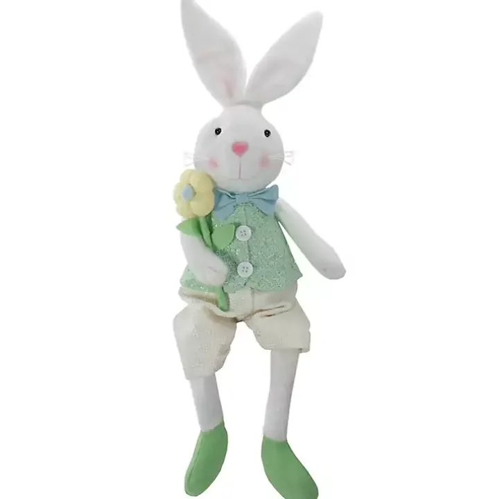 White and Green Easter Bunny Plush