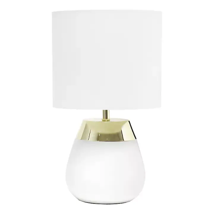 White and Metallic Gold 4-Touch Table Lamp