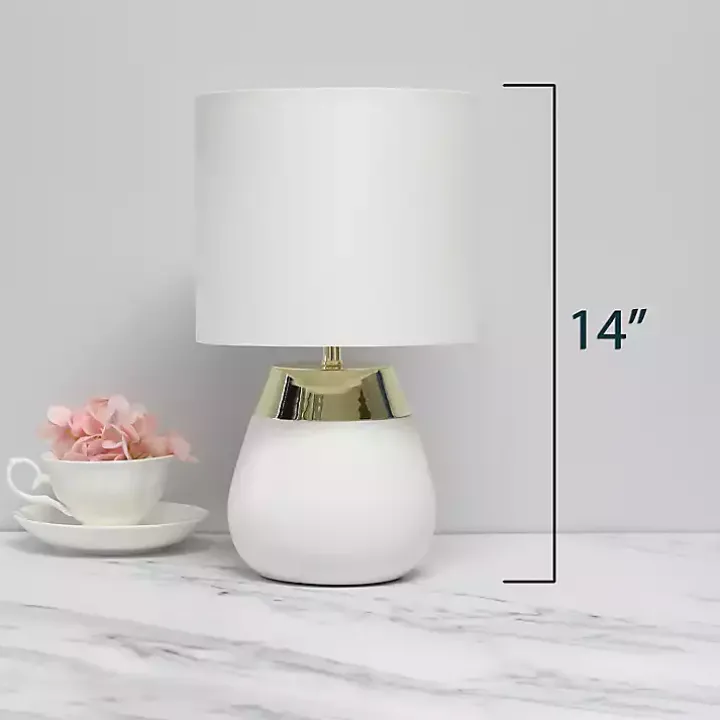 White and Metallic Gold 4-Touch Table Lamp