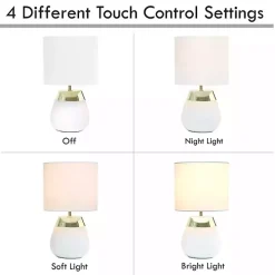 White and Metallic Gold 4-Touch Table Lamp
