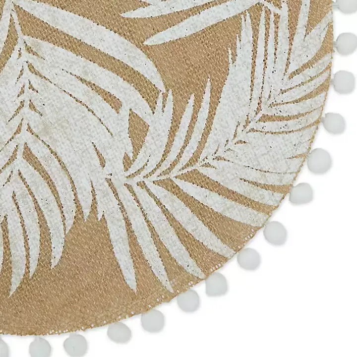 White and Natural Fern Round Placemats, Set of 6