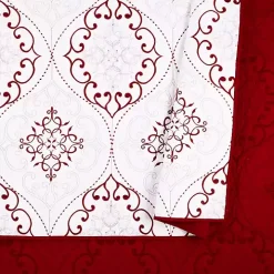 White and Red Pattern 3-pc. King Quilt Set