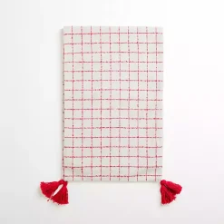White and Red Windowpane Table Runner, 108 in.