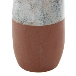 White and Rust Brown Ceramic Vase, 23 in.