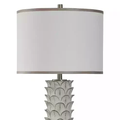 White and Silver Carved Tallulah Buffet Lamp