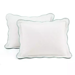 White and Teal Scallop 3-pc. King Quilt Set