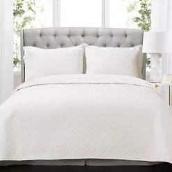 White Ava Diamond 3-pc. Oversized King Quilt Set
