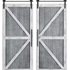 White Barn Door Galvanized Wall Plaques, Set of 2