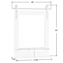 White Barn Door Mirror with Shelf