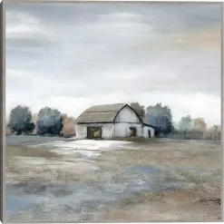 White Barn in Pasture Framed Canvas Art Print