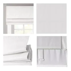 White Basketweave Cordless Roman Shade, 35 in.