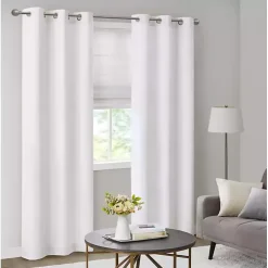 White Basketweave Curtain Panel Set, 84 in