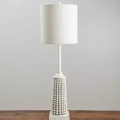 White Beaded Base Buffet Lamp